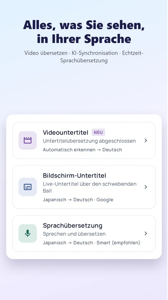 Übersetze jedes Video in deine Sprache